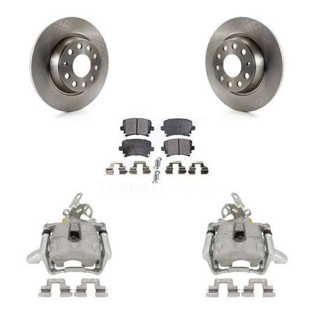 Rear Disc Brake Caliper Rotors And Ceramic Pads Kit For Volkswagen Jetta GTI Audi A3 Quattro KC8-100221T by Transit Auto