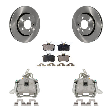 Rear Disc Brake Caliper Rotors And Ceramic Pads Kit For 2005 Volkswagen Jetta 2.5L With 256mm Diameter Rotor 7th 8th Digit Of VIN Is "9M" Or "1J" KC8-100222T by Transit Auto