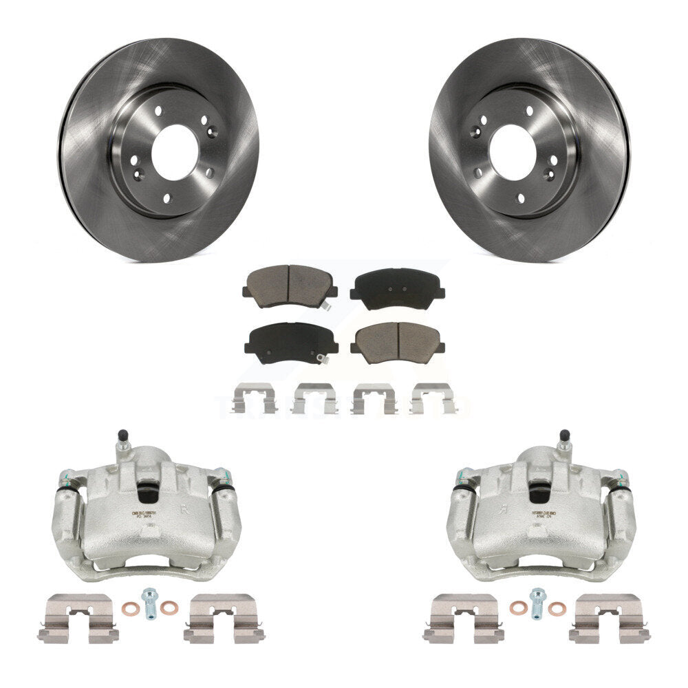 Front Disc Brake Caliper Rotors And Ceramic Pads Kit For 2012 Hyundai Veloster KC8-100223C