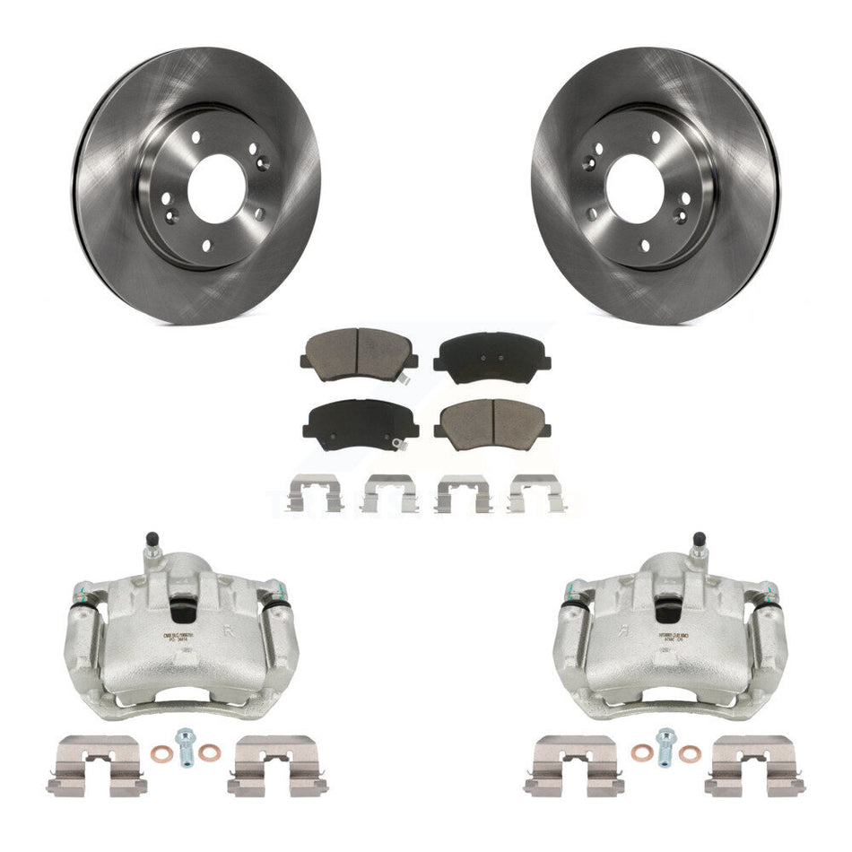 Front Disc Brake Caliper Rotors And Ceramic Pads Kit For 2012 Hyundai Veloster KC8-100223C