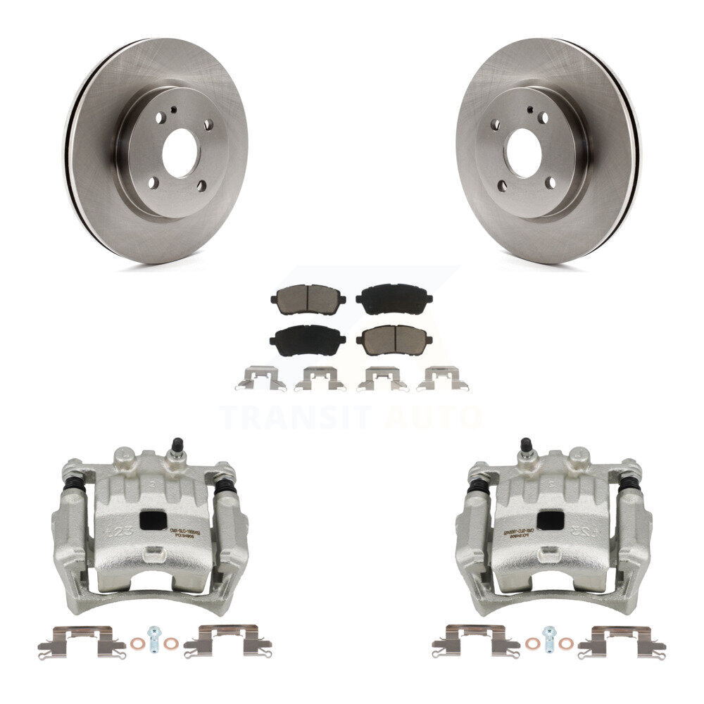 Front Disc Brake Caliper Rotors And Ceramic Pads Kit For 2011-2014 Mazda 2 KC8-100225C