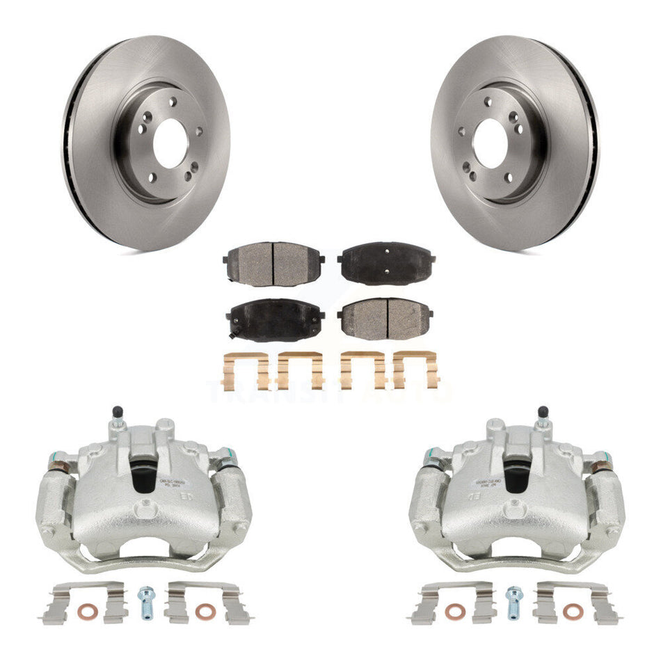 Front Disc Brake Caliper Rotors And Semi-Metallic Pads Kit For Kia Forte5 2.0L KC8-100225P by Transit Auto