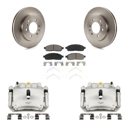 Front Disc Brake Caliper Rotor And Ceramic Pad Kit For 2009 Ford F-150 With 6 Lug Wheels KC8-100234C