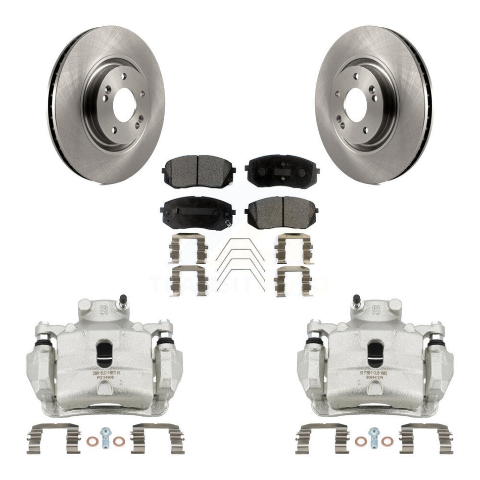 Front Disc Brake Caliper Rotors And Semi-Metallic Pads Kit For Hyundai Sonata Kia Optima KC8-100246P