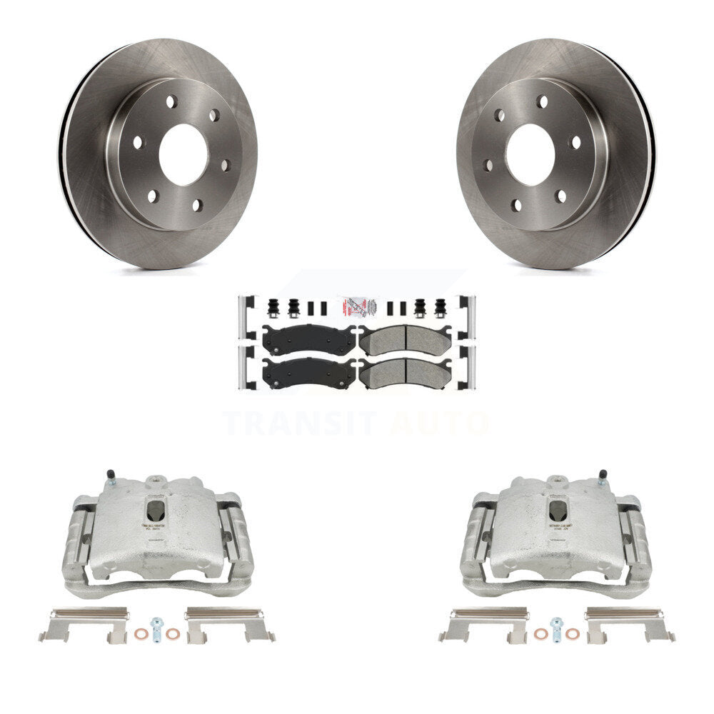 Front Brake Caliper Rotors Semi-Metallic Pad Kit For Chevrolet Silverado 1500 GMC Tahoe Sierra Suburban Yukon Avalanche XL Cadillac Classic Escalade Express Astro ESV EXT 2500 KC8-100250N by Transit Auto