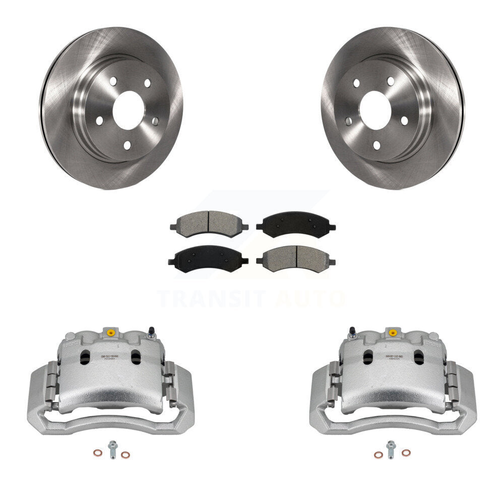 Front Brake Caliper Rotors Semi-Metallic Pad Kit For 06 Dodge Ram 1500 With 5 Lug Wheels KC8-100256S