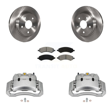 Front Brake Caliper Rotors Semi-Metallic Pad Kit For 06 Dodge Ram 1500 With 5 Lug Wheels KC8-100256S