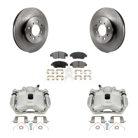 Front Disc Brake Caliper Rotors And Semi-Metallic Pads Kit For Honda Fit KC8-100257P by Transit Auto