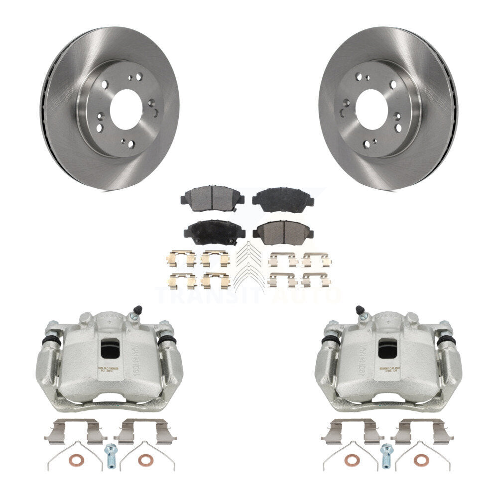 Front Disc Brake Caliper Rotors And Semi-Metallic Pads Kit For 2011-2015 Honda CR-Z KC8-100258P by Transit Auto