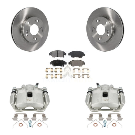 Front Disc Brake Caliper Rotors And Semi-Metallic Pads Kit For 2011-2015 Honda CR-Z KC8-100258P by Transit Auto