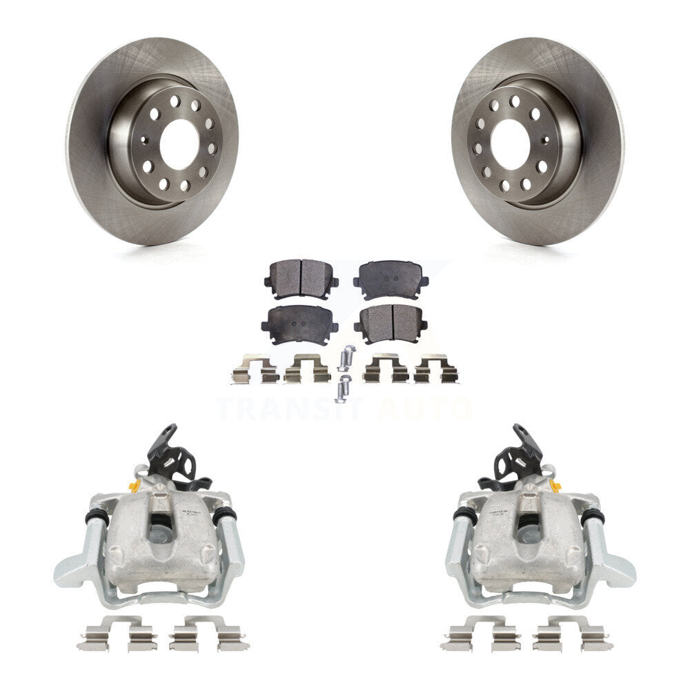 Rear Disc Brake Caliper Rotors And Ceramic Pads Kit For 2009 Volkswagen Jetta GLI With 286mm Diameter Rotor KC8-100269T by Transit Auto