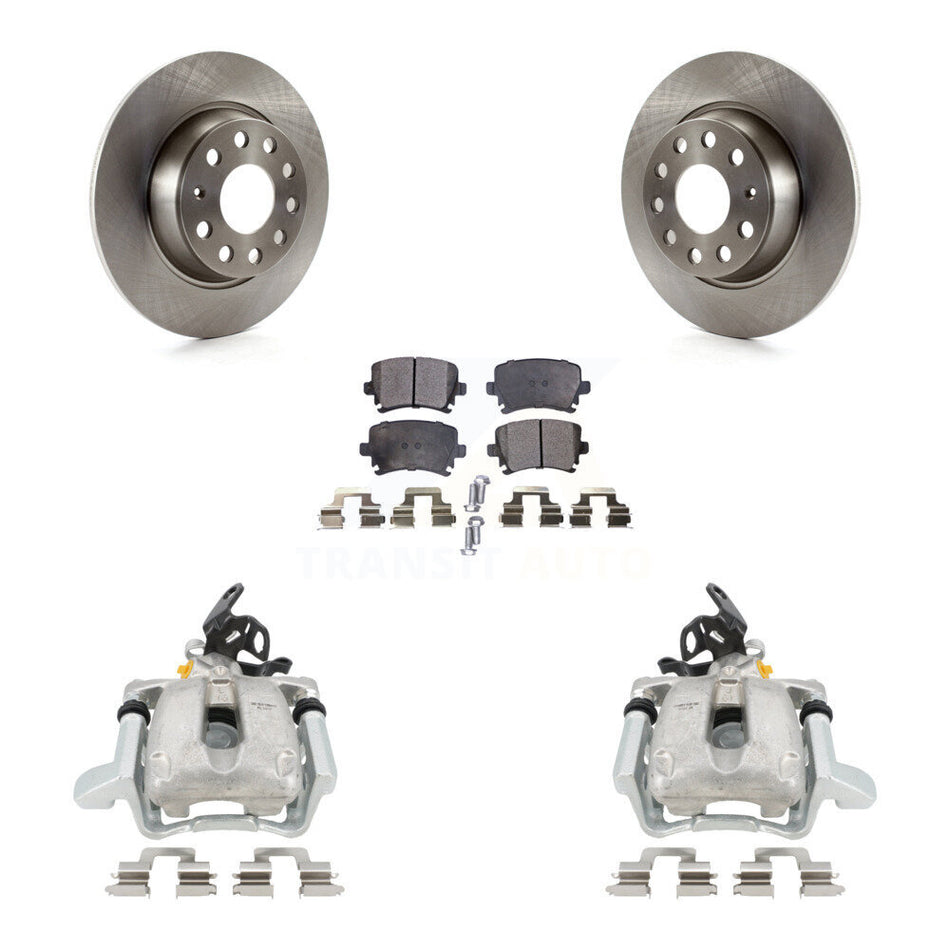 Rear Disc Brake Caliper Rotors And Ceramic Pads Kit For 2009 Volkswagen Jetta GLI With 286mm Diameter Rotor KC8-100269T by Transit Auto