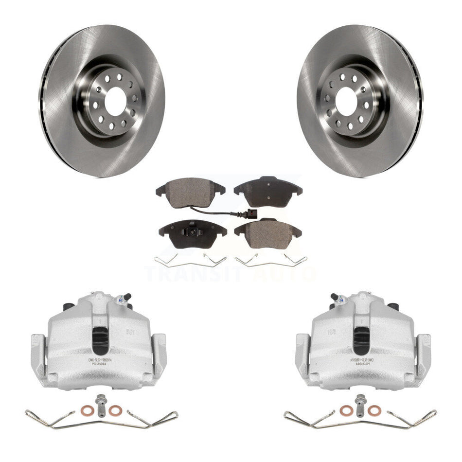 Front Disc Brake Caliper Rotors And Semi-Metallic Pads Kit For 2010 Volkswagen Golf With 345mm Diameter Rotor KC8-100270P
