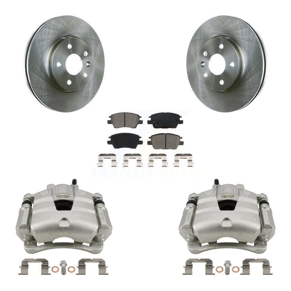 Front Disc Brake Caliper Rotors & Semi-Metallic Pad Kit For Chevrolet Cruze Bolt EV Volt KC8-100277S