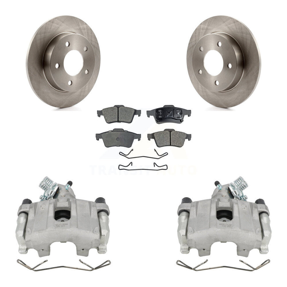 Rear Disc Brake Caliper Rotors And Ceramic Pads Kit For 2004-2005 Mazda 3 2.0L KC8-100280T
