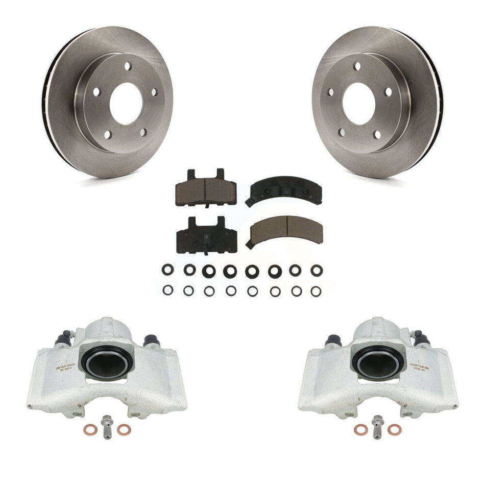 Front Disc Brake Caliper Rotors And Ceramic Pads Kit For 1994-1999 Dodge Ram 1500 4WD KC8-100282C