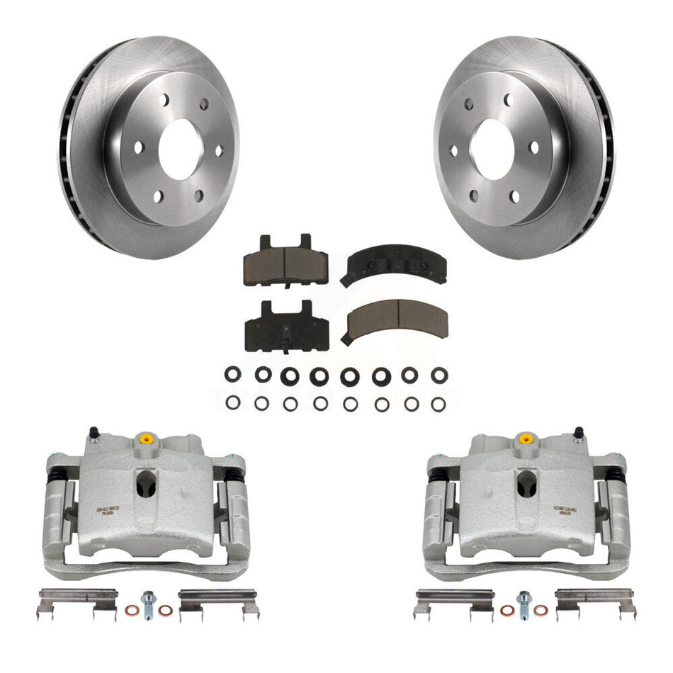 Front Disc Brake Caliper Rotors And Ceramic Pads Kit For 2000 Chevrolet Tahoe 4WD with 5.3L 4.8L With Rear Drum Brakes KC8-100287C