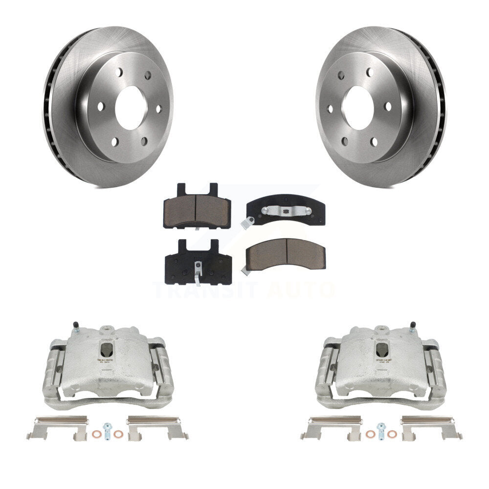 Front Disc Brake Caliper Rotors And Ceramic Pads Kit For 2000 Chevrolet Tahoe 4WD with 5.3L 4.8L With Rear Drum Brakes KC8-100288C by Transit Auto