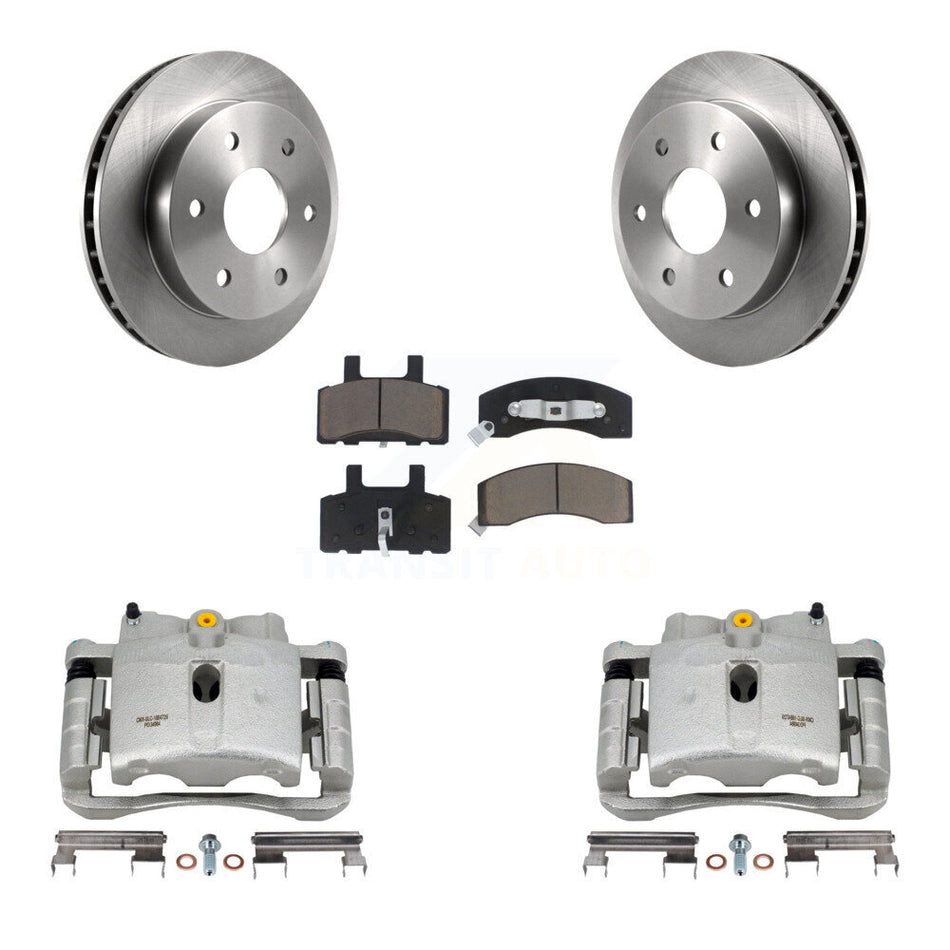 Front Disc Brake Caliper Rotors And Ceramic Pads Kit For 2000 Chevrolet Tahoe 4WD with 5.3L 4.8L With Rear Drum Brakes KC8-100288C
