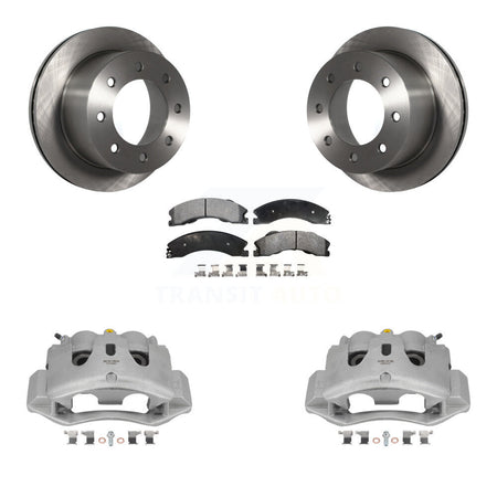 Rear Disc Brake Caliper Rotor Ceramic Pad Kit For GMC Sierra 3500 HD Chevrolet Silverado KC8-100291T