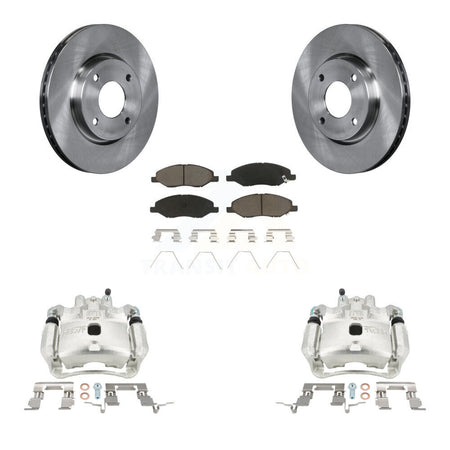 Front Disc Brake Caliper Rotors And Ceramic Pads Kit For 2008 Nissan Versa 4-Wheel ABS KC8-100294C