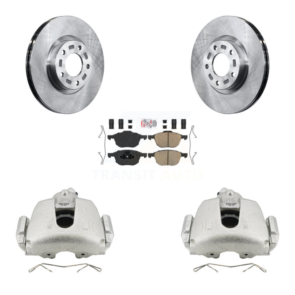 Front Disc Brake Caliper Rotors & Ceramic Pad Kit For 2010 Mazda 3 Sport GS GT with 2.5L KC8-100294N