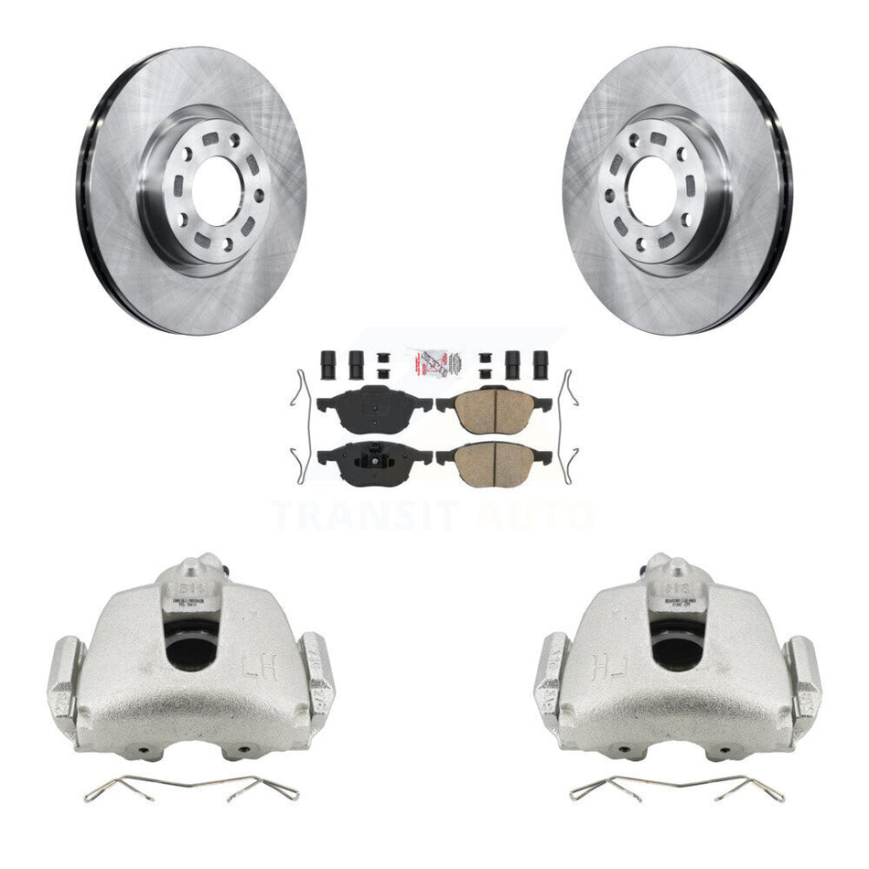 Front Disc Brake Caliper Rotors & Ceramic Pad Kit For 2010 Mazda 3 Sport GS GT with 2.5L KC8-100294N