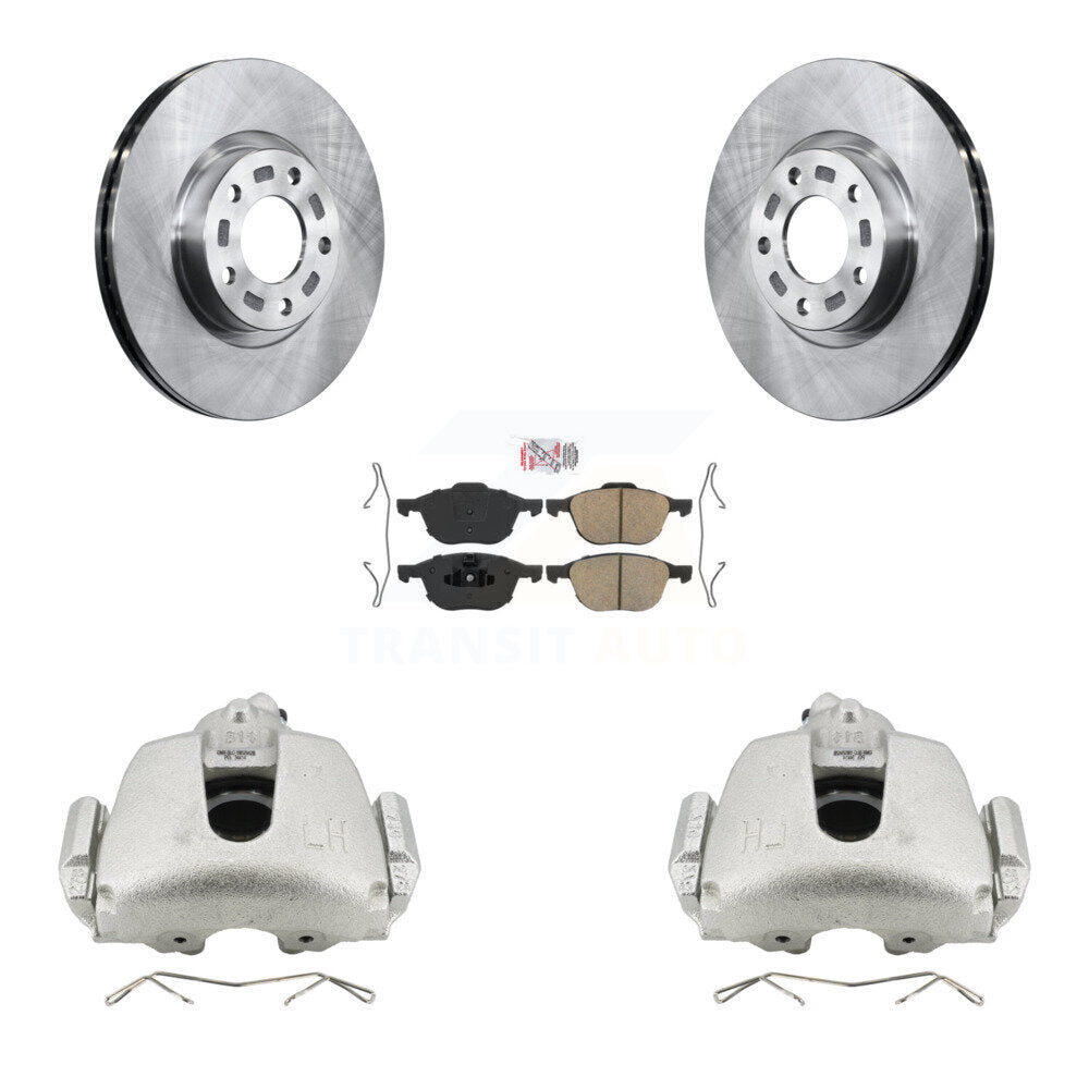 Front Disc Brake Caliper Rotors & Ceramic Pad Kit For 2010 Mazda 3 Sport GS GT with 2.5L KC8-100295N