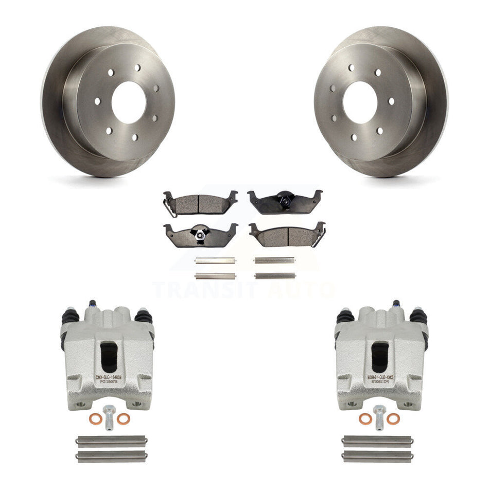 Rear Disc Brake Caliper Rotors And Ceramic Pads Kit For 2004 Ford F-150 With 7 Lug Wheels KC8-100295T