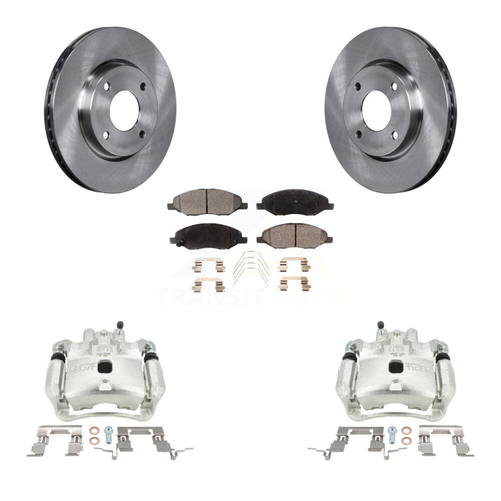 Front Disc Brake Caliper Rotor & Semi-Metallic Pad Kit For 2008 Nissan Versa 4-Wheel ABS KC8-100299P