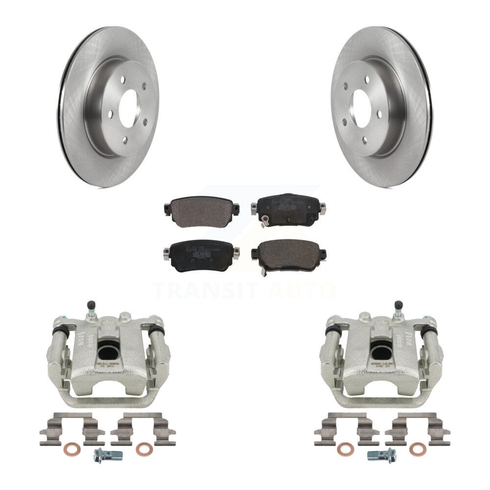 Rear Disc Brake Caliper Rotors And Ceramic Pads Kit For 2018-2019 Nissan Rogue FULL HYBRID EV-GAS (FHEV) engine With Electric Parking KC8-100300T by Transit Auto