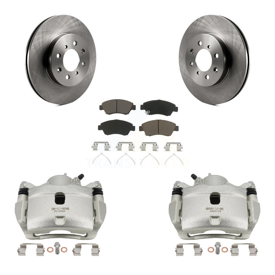 Front Disc Brake Caliper Rotors And Ceramic Pads Kit For 2014 Honda Fit LX Sport DX KC8-100301C