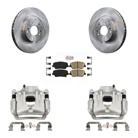 Front Disc Brake Caliper Rotors & Ceramic Pad Kit For Hyundai Santa Fe Sport Kia Sorento KC8-100301N