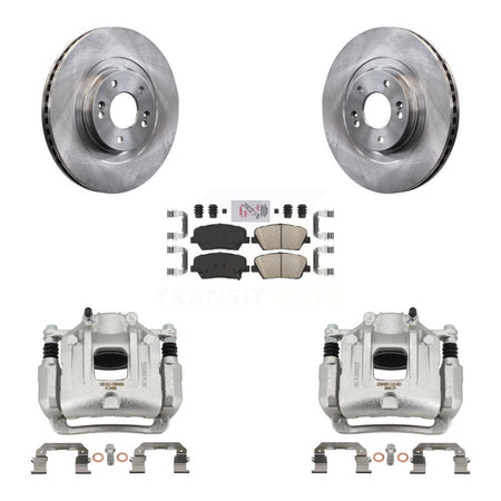 Front Disc Brake Caliper Rotors & Ceramic Pad Kit For Hyundai Santa Fe Sport Kia Sorento KC8-100302N