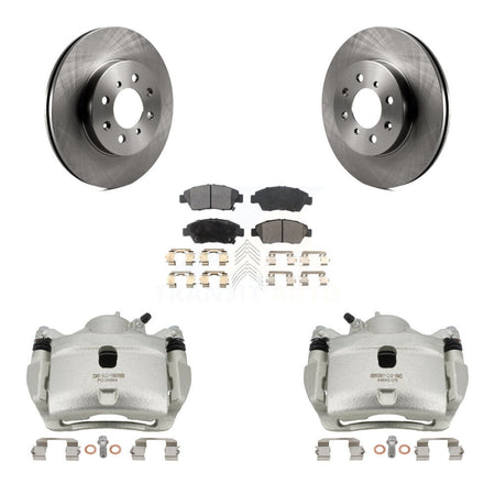 Front Disc Brake Caliper Rotors And Semi-Metallic Pad Kit For 2014 Honda Fit LX Sport DX KC8-100306P