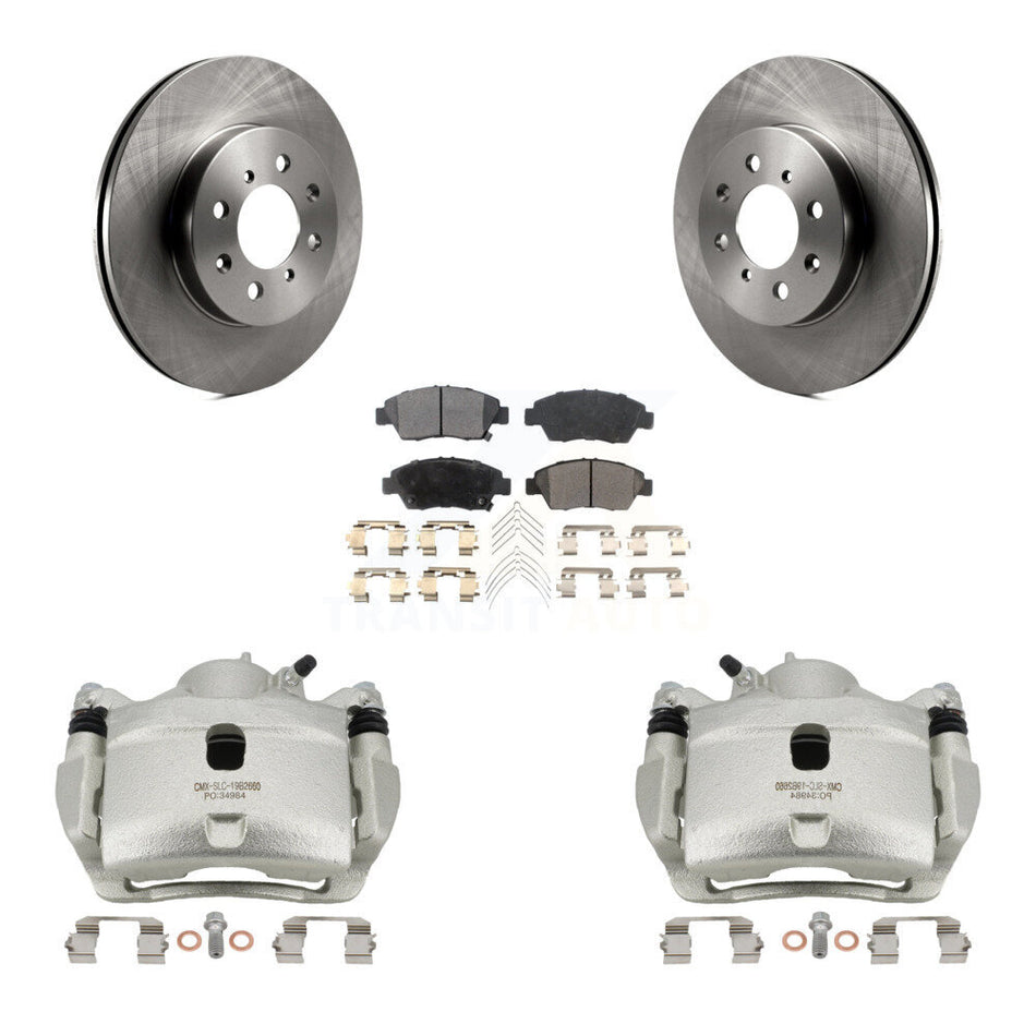 Front Disc Brake Caliper Rotors And Semi-Metallic Pad Kit For 2014 Honda Fit LX Sport DX KC8-100306P