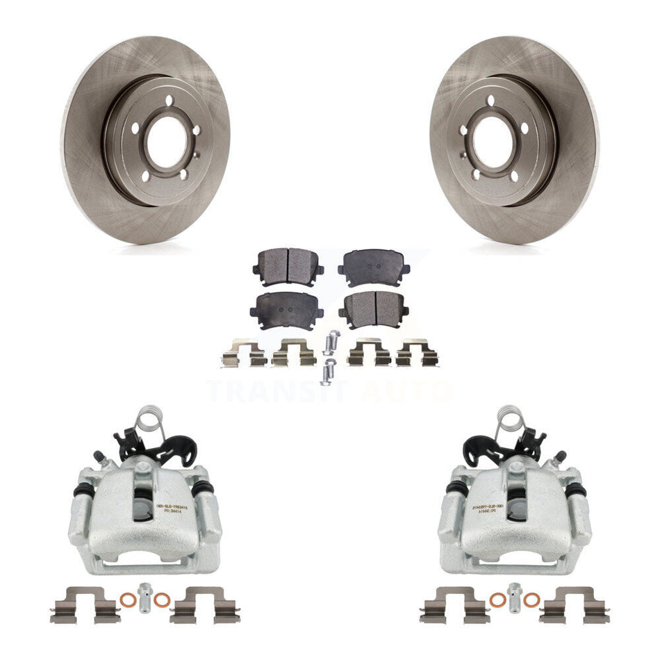 Rear Disc Brake Caliper Rotors And Ceramic Pads Kit For Audi A4 Quattro KC8-100318T by Transit Auto