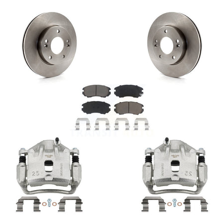 Front Disc Brake Caliper Rotors And Ceramic Pads Kit For 2010-2011 Kia Soul 1.6L KC8-100319C
