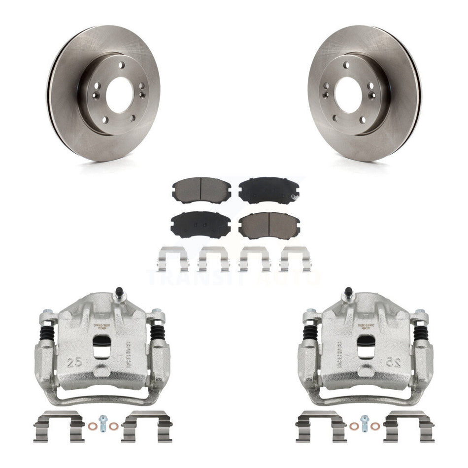Front Disc Brake Caliper Rotors And Ceramic Pads Kit For 2010-2011 Kia Soul 1.6L KC8-100319C