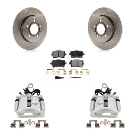 Rear Disc Brake Caliper Rotors And Ceramic Pads Kit For 2008 Audi A4 Quattro With 300mm Diameter Rotor KC8-100319T by Transit Auto