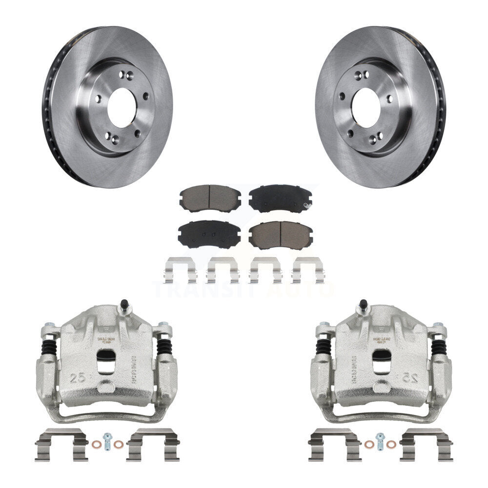 Front Disc Brake Caliper Rotors And Ceramic Pads Kit For 2010-2011 Kia Soul 2.0L KC8-100320C