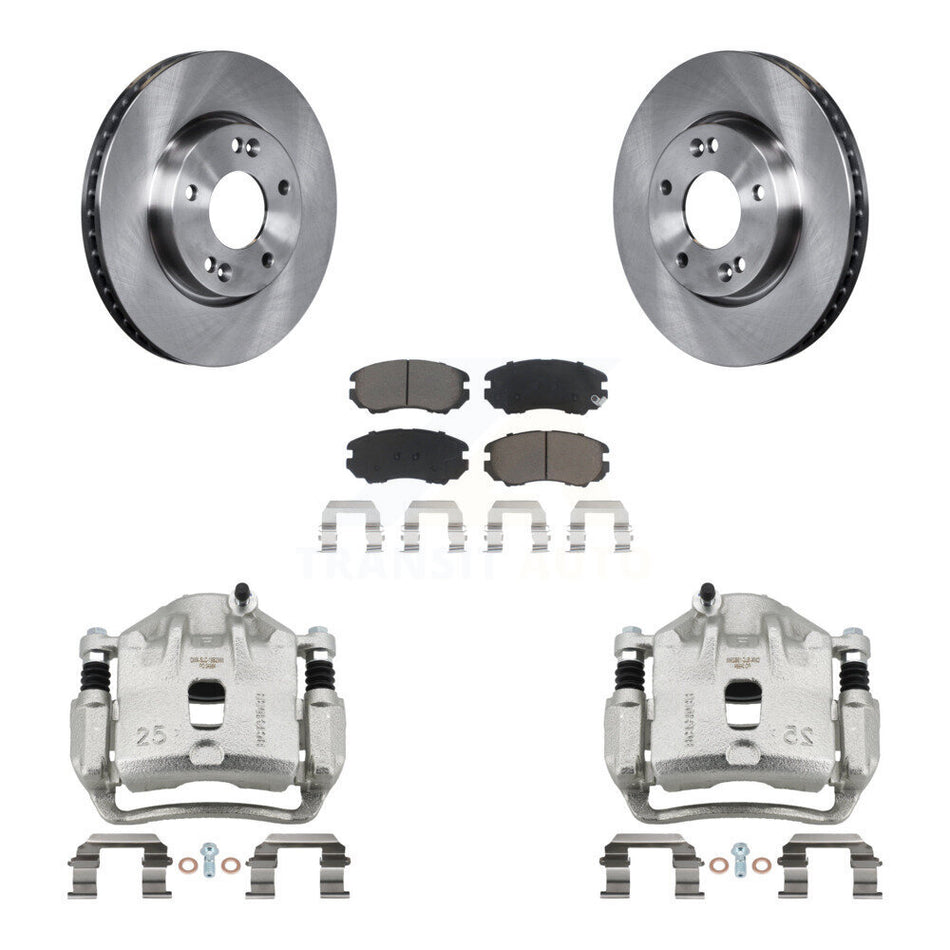 Front Disc Brake Caliper Rotors And Ceramic Pads Kit For 2010-2011 Kia Soul 2.0L KC8-100320C