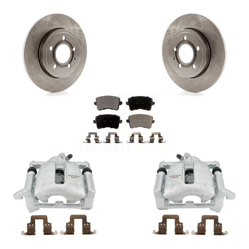 Rear Disc Brake Caliper Rotors And Ceramic Pads Kit For 2009 Audi A4 Quattro Sedan Wagon With 288mm Diameter Rotor KC8-100322T by Transit Auto