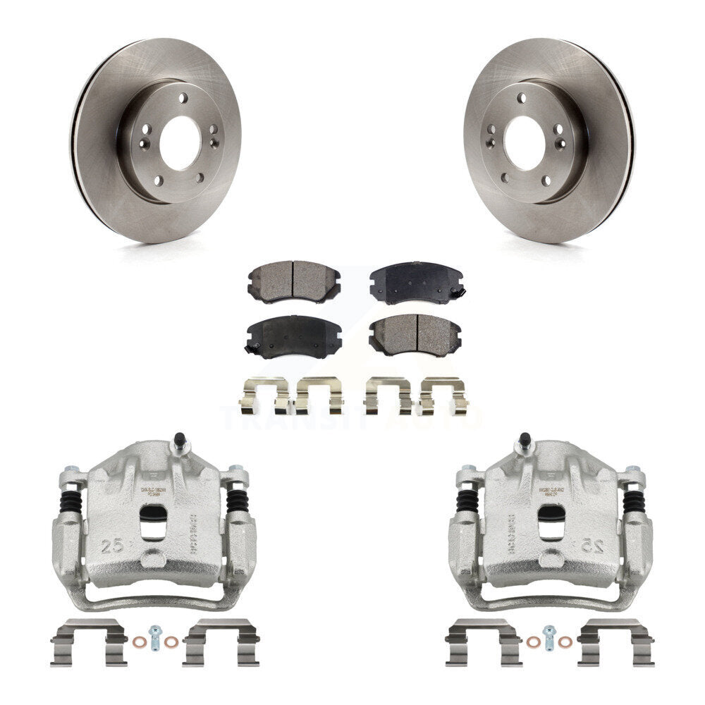 Front Disc Brake Caliper Rotors And Semi-Metallic Pads Kit For 2010-2011 Kia Soul 1.6L KC8-100324P