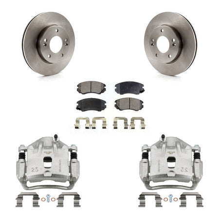 Front Disc Brake Caliper Rotors And Semi-Metallic Pads Kit For 2010-2011 Kia Soul 1.6L KC8-100324P