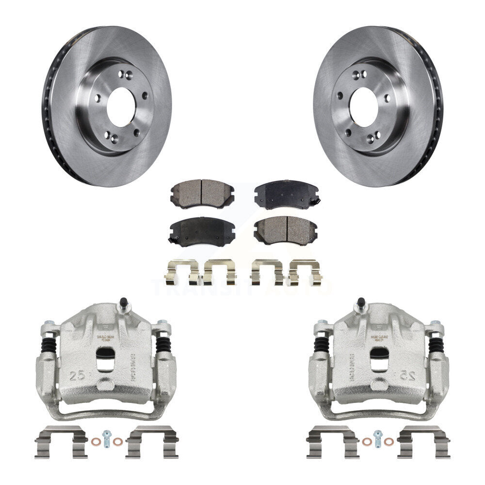 Front Disc Brake Caliper Rotors And Semi-Metallic Pads Kit For 2010-2011 Kia Soul 2.0L KC8-100325P