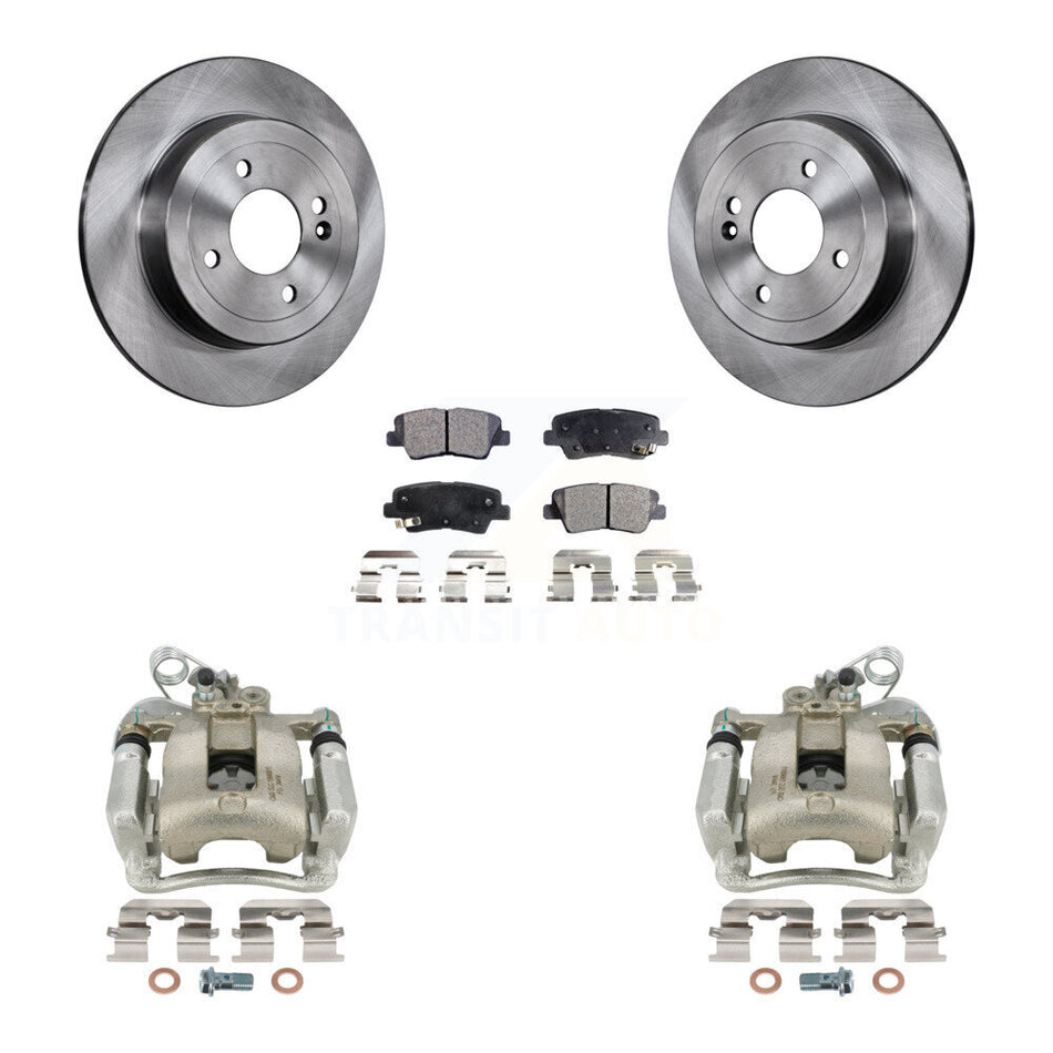 Rear Disc Brake Caliper Rotors And Ceramic Pads Kit For 2012-2017 Kia Rio KC8-100328T