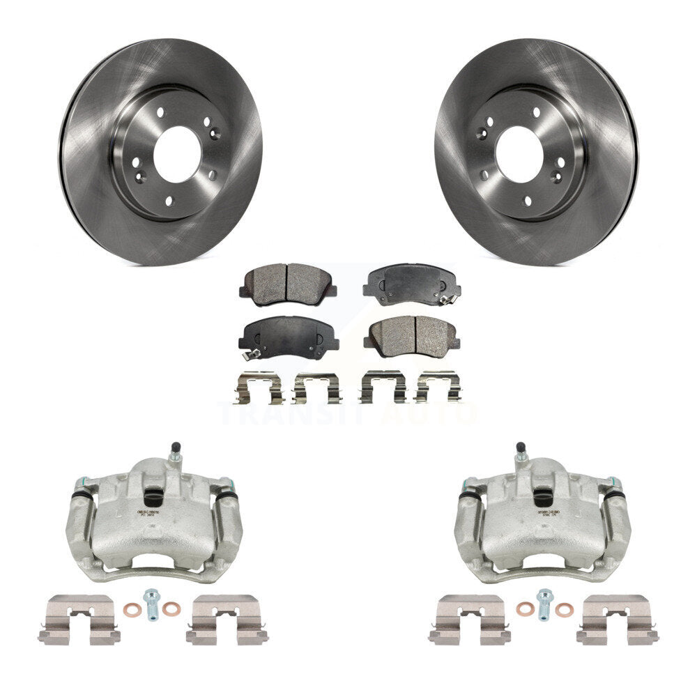Front Brake Caliper Rotors Semi-Metallic Pad Kit For Hyundai Elantra GT Kia Forte Forte5 KC8-100330P