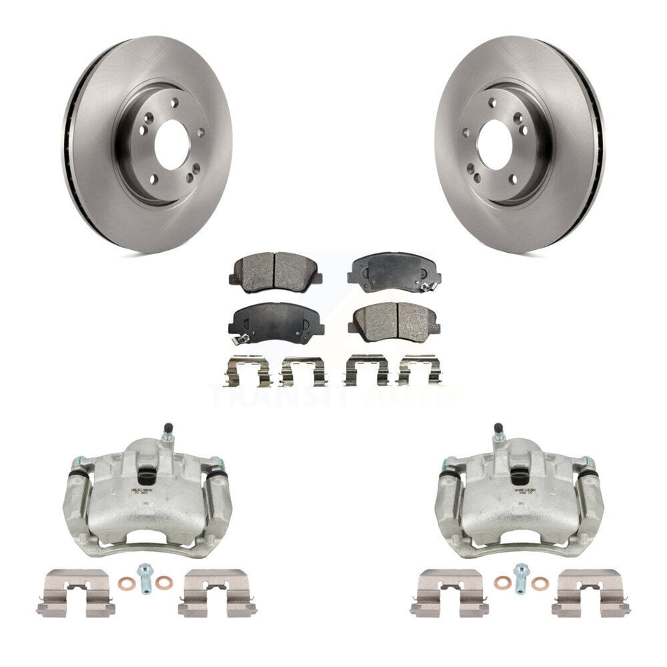 Front Disc Brake Caliper Rotors And Semi-Metallic Pads Kit For Kia Forte KC8-100332P