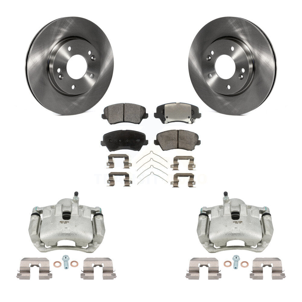 Front Brake Caliper Rotors Semi-Metallic Pad Kit For Kia Forte Hyundai Elantra GT Forte5 KC8-100333P
